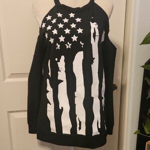 Black and White Flag Graphic Sweatshirt